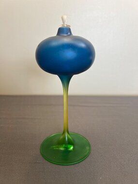 Glass Act Studio Oil Lamp Candle Hand Blown Art Glass Vintage 6"